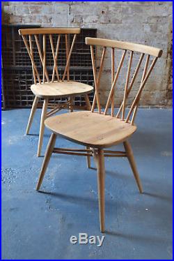 4 Vintage Ercol Chiltern Candlestick Chairs Mid Century