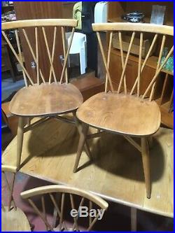 4 X Ercol 376 Windsor Candlestick Dining Chairs