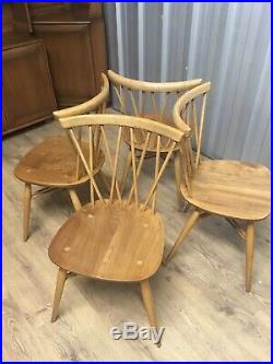 4 X Mid Century Vintage Ercol Candlestick Dining Chairs