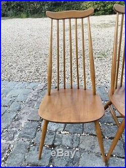 4 x ERCOL Windsor Goldsmith Candlestick Dining Chairs Vintage Good Cond Can Del