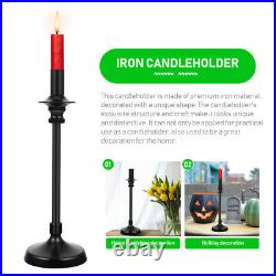 7 pcs Vintage Iron Candlestick Iron Art Candleholder Durable Candle Stand Black