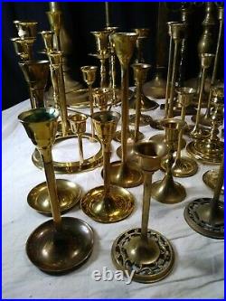 70 Lite Candle Holders Vintage Brass 55 Piece Candlestick Wedding 24Tall
