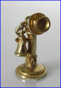 9ct Gold Charm Vintage 9ct Yellow Gold Old Fashion Candlestick Phone Charm