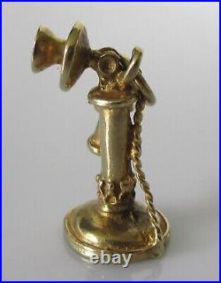 9ct Gold Charm Vintage 9ct Yellow Gold Old Fashion Candlestick Phone Charm