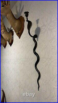 A Beautiful Vintage Pair of Bronze Brass Metal Snake Cobra Wall Candlesticks C1