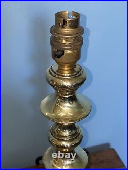 A Pair Of Vintage Polished Brass Metal Candlestick Table Lamps