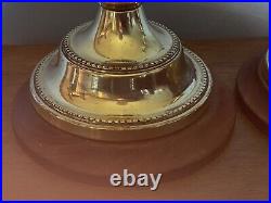 A Pair Of Vintage Polished Brass Metal Candlestick Table Lamps