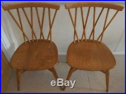 A Pair of Vintage 1960's Ercol Candlestick Dining Kitchen Chairs Light Wood