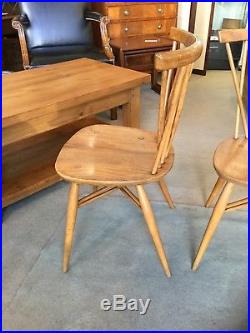 A Pair of Vintage Blonde Ercol Candlestick Dining Chairs