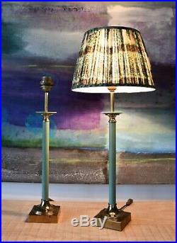 A Pair of Vintage German Kullmann Column Candlestick Brass Hall Side Table Lamps