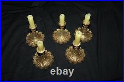 A Vintage Set 5 French Brass Candelabras Candlesticks (jl13)