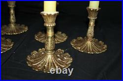 A Vintage Set 5 French Brass Candelabras Candlesticks (jl13)