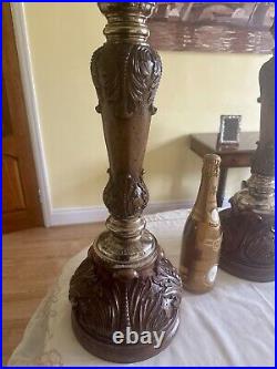 A Vintage pair of Maitland Smith Candlesticks hand carved in the Phillipines