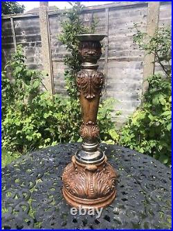 A Vintage pair of Maitland Smith Candlesticks hand carved in the Phillipines