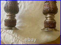 A Vintage pair of Maitland Smith Candlesticks hand carved in the Phillipines