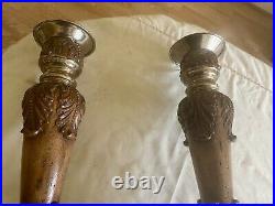 A Vintage pair of Maitland Smith Candlesticks hand carved in the Phillipines