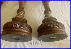 A Vintage pair of Maitland Smith Candlesticks hand carved in the Phillipines