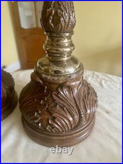 A Vintage pair of Maitland Smith Candlesticks hand carved in the Phillipines