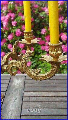 A gorgeous and very unusual 1950's heavy vintage French bronze candlestick(0290)