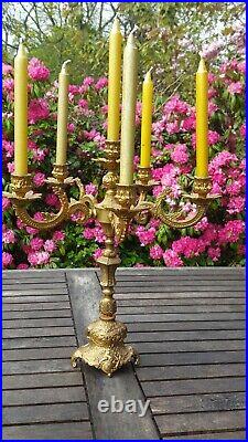 A gorgeous and very unusual 1950's heavy vintage French bronze candlestick(0290)