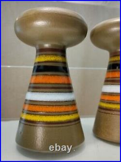 ALDO LONDI BITOSSI MCM ITALY Pottery Rosenthal Netter Atomic Candlestick Pair