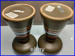 ALDO LONDI BITOSSI MCM ITALY Pottery Rosenthal Netter Atomic Candlestick Pair