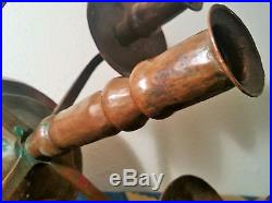 ARTS & CRAFTS copper candelabra vtg hand hammered log cabin candlestick candle