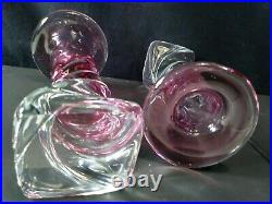 Alfredo Barbini Vintage Pair Murano Pink Art Glass 2 Candlesticks Free SHIP