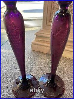 Amethyst 16 Pairpoint Vintage Candle Sticks