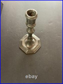 An Antique Early To Mid 18th Century Pewter Taper Candlestick, 7 1/2 Tall