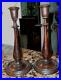 Antiq-TREEN-Ware-Wooden-Candle-Sticks-11-3-8-Tall-American-Colonial-01-dqn