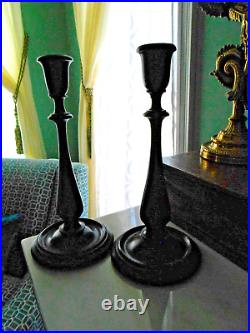 Antiq TREEN Ware Wooden Candle Sticks 11-3/8 Tall American Colonial