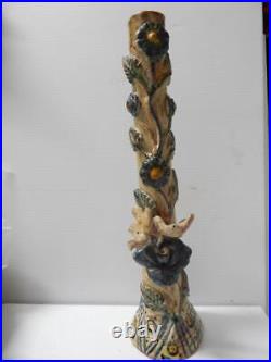 Antique 15 1/2 Vintage Mexican Tourist Pottery Figural Candlestick A+ Xlnt