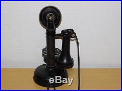 Antique 1908 Kellogg Brass Black Candlestick Telephone Vintage Rotary Dial Phone