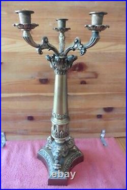 Antique Brass Candelabra Lamp 3 Arm candle stick holder Claw footed Vintage Part