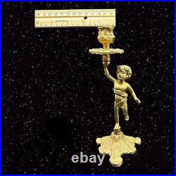 Antique Brass Cherub Angel Metal Candle Stick Holder Set Vintage Chandelier