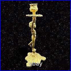 Antique Brass Cherub Angel Metal Candle Stick Holder Set Vintage Chandelier