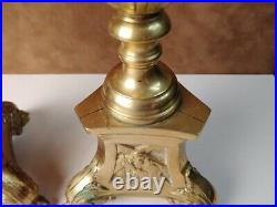 Antique Brass Church Altar Candlesticks 22 Pair (2) vintage