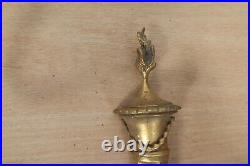 Antique Brass Wall Sconce x3 Vintage Lantern Flame Double Candlestick Ornate