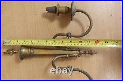 Antique Brass Wall Sconce x3 Vintage Lantern Flame Double Candlestick Ornate