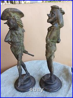 Antique French Napoleon 3 Caricature Candlesticks