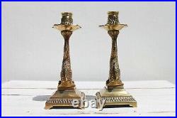 Antique French Pair of Gilt Bronze Dolphin Candlesticks