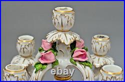 Antique Original Vintage Dresden Porcelain Cherub Putti Candlesticks Candelabras