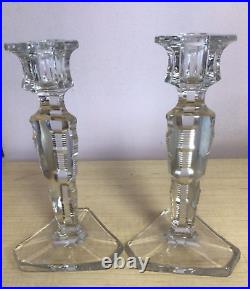 Antique Pair Crystal Cut Glass Candle Sticks Holders Candlesticks 8 Beauties