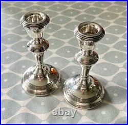 Antique Solid Silver Pair Candlestick Hallmarked 14cm Table Ware Candles Home