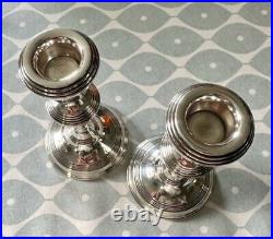 Antique Solid Silver Pair Candlestick Hallmarked 14cm Table Ware Candles Home