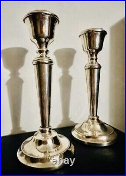 Antique Solid Silver Pair Candlestick Hallmarked 6 Table Ware Candles Home