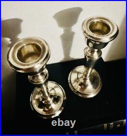 Antique Solid Silver Pair Candlestick Hallmarked 6 Table Ware Candles Home