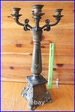 Antique Spelter & Bronze Candelabra 5 candle stick holder 19.5 Vintage Gothic