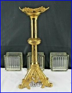 Antique/Vintage 20 Gilt Bronze French Altar Candle Holder Candlestick Gothic